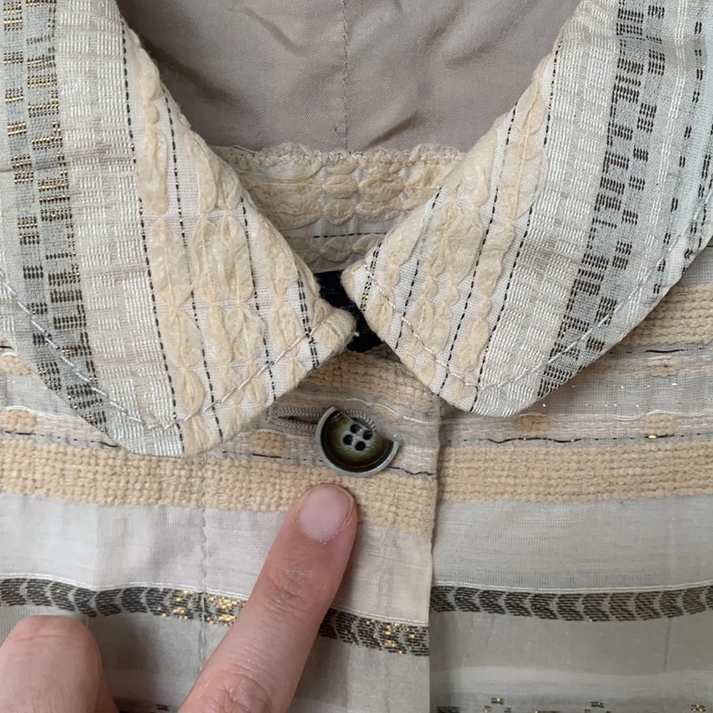 PIAZZA SEMPIONE Vintage Textured White, Beige, Gray, Gold Jacket - Size Medium - Picture 7 of 16